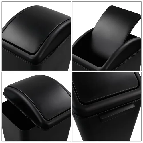 Vista 2 de Cand 1 bote de basura de 4 galones, cubo de basura de plástico con tapa giratoria, 16 L (negro)