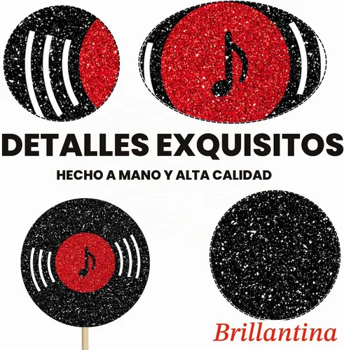Vista 5 de Centro de mesa de notas musicales para decoración de fiesta de cumpleaños musical de rock, 12 piezas de decoración de mesa de guitarra de rock