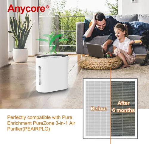 Vista 5 de Para Purezone Filtro de Repuesto Paquete de 2 Compatible con Purificador de Aire PureZone Pure Enrichment PEAIRPLG #PEAIRFIL, 3 en 1 Grado H13 True
