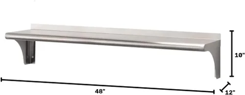 Vista 3 de Trinity THA-3326 EcoStorage NSF Estante de pared de acero inoxidable de grado comercial para cocina, garaje, despensa, almacenamiento, 48 pulgadas