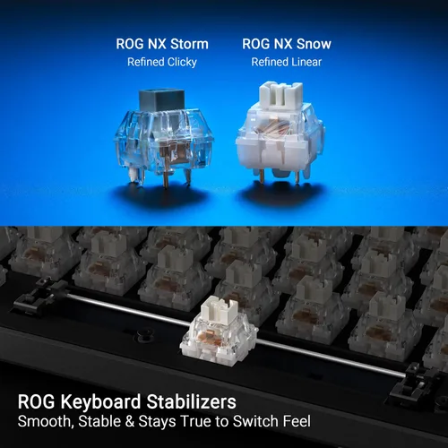 Vista 5 de ASUS ROG Strix Scope II 96 Teclado mecánico inalámbrico para juegos, 96% de tamaño completo, conectividad trimodo, interruptores ROG NX Storm