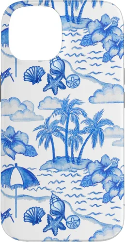Vista 4 de Funda para iPhone 16 Coastal Nieta Preppy Hawaiian Hibiscus Coconut Girl