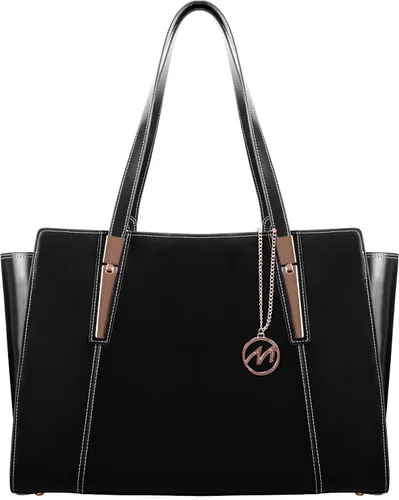 Vista 3 de McKlein ALDORA, Leather Ladies' Tote with Tablet Pocket, Laptop Bag for Women Negro