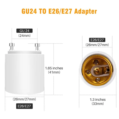 Vista 4 de Paquete de 2 adaptadores JACKYLED GU24 a E26, hasta 392 ℉ resistentes al