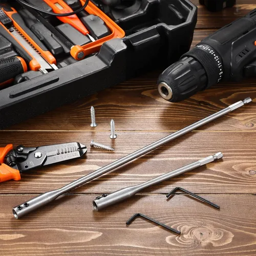 Vista 6 de Extensión de broca 6, broca de acero al carbono de 12 pulgadas con llave inglesa para torneadores de madera, accesorios de construcción (12 piezas)