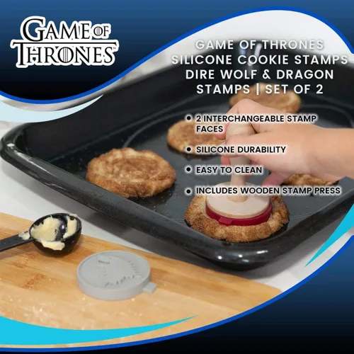Vista 7 de Game Of Thrones Sellos de silicona para galletas House Stark Dire Wolf & House Targaryen Dragon Emblems Juego intercambiable de 2