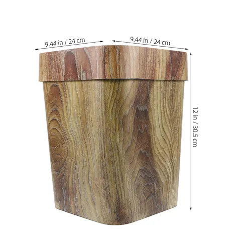 Vista 4 de Holibanna Basurero rectangular de 3.7 galones, papelera rústica para reciclaje, cesta de almacenamiento para oficina, baños, cocinas