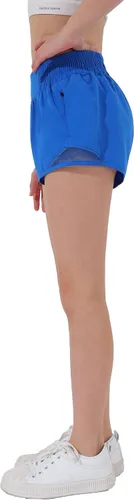 Vista 2 de Aurefin Pantalones cortos deportivos para niñas, pantalones cortos ligeros para correr para adolescentes, niñas, pantalones cortos deportivos