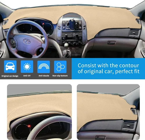 Vista 2 de Protector para tablero de automóvil Compatible con Toyota Sienna 2004 2005 2006 2007 2008 2009 2010 (Beige)