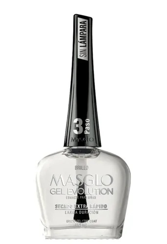 Vista 6 de MASGLO GEL EVOLUTION - Esmalte de uñas efecto gel, sin lámpara UV/Led, duración hasta 12 días, 3 unidades, base, Esmalte Frances, Brillo - Efecto