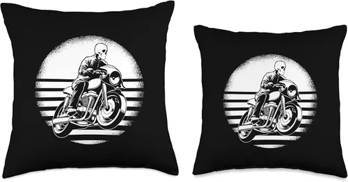 Vista 3 de Cafe Racer Rider Skeleton Cafe racer banco moto chaqueta tiro almohada