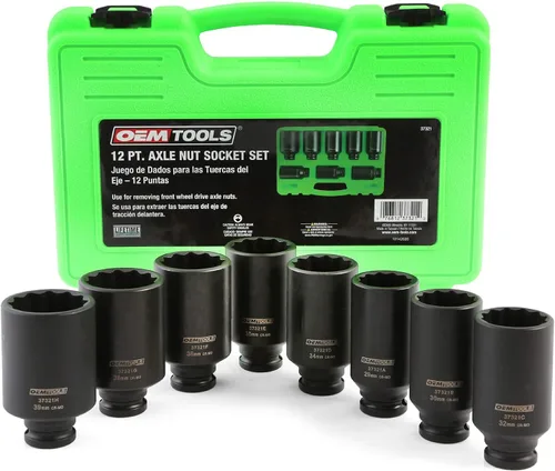 Vista 9 de OEMTOOLS 37320 Juego de llaves de tuerca de eje, juego de vasos de impacto de 6 puntas de 1/2, juego de vasos métricos de 8 piezas de 1/2, juego
