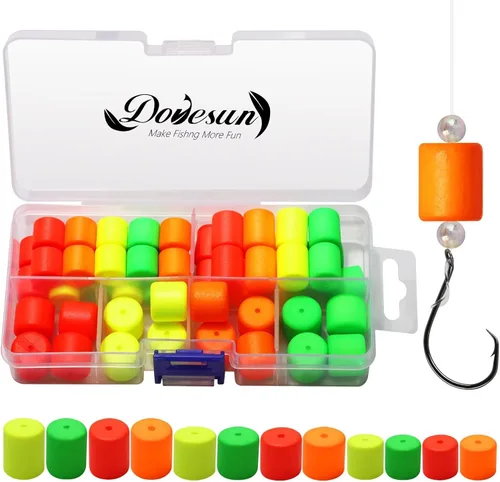 Vista 8 de Dovesun 220/104/80/60/54/52/42 piezas Pompano Rig Floats para Surf Pesca Bobbers de espuma para pesca con mosca Bobbers Floats Kit