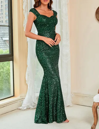 Vista 2 de Madam Uniq Vestido formal con lentejuelas y cola de pez sin mangas de los años 20, estilo Gatsby, cóctel, graduación, elegante, maxi vestidos