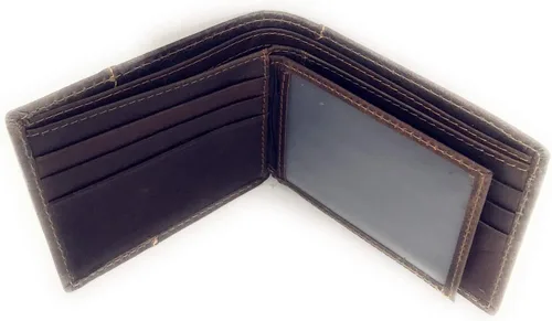 Vista 3 de Western - Cartera corta plegable para hombre de piel de vaca tejida auténtica en emblema multi, Cowboy Boot, Western