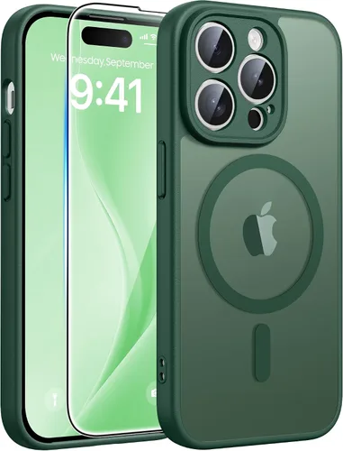 Vista 57 de FNTCASE - Funda para iPhone 16 Pro: magnética, mate, translúcida, de grado militar, protectora contra caídas, resistente, fina, duradera y a prueba