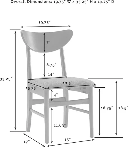Vista 2 de Crosley Furniture Landon - Juego de 4 sillas de comedor de madera modernas de mediados de siglo con asiento tapizado, silla de cocina, bellota