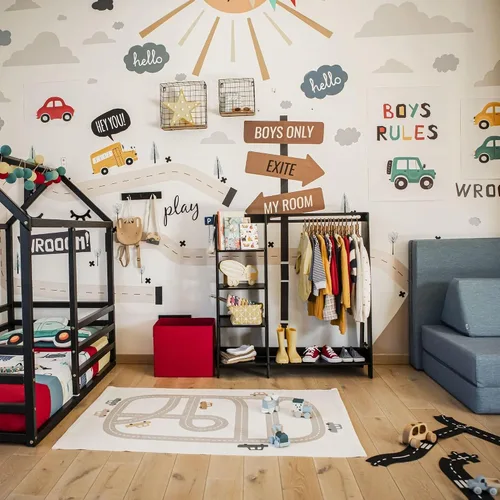 Vista 7 de Sweet Home from wood Armario infantil – Perchero de madera con riel colgante y estante de exhibición para niños – Muebles de vestir de bricolaje