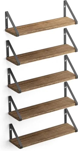 Vista 10 de Wallniture Ponza - Estante flotante de pared de 17 x 4.5 pulgadas, estantes pequeños de madera para almacenamiento en la pared, estante montado