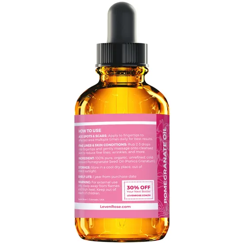 Vista 4 de Aceite de semilla de granada, N.° 1 Trusted Leven Rose 100% orgánico (prensado en frío, sin refinar), 2 onzas