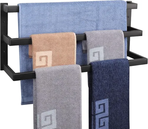 Vista 10 de NearMoon Toallero de baño, soporte para toallero, estante cuadrado, toalla colgante para baño, toallero grueso de acero inoxidable SUS304 montado