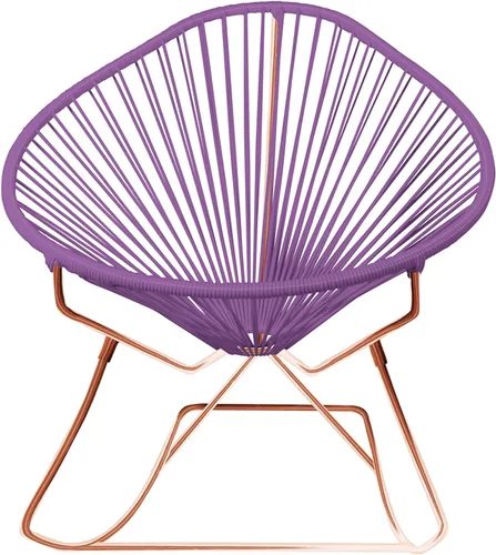 Vista 25 de Innit Designs Acapulco - Silla mecedora con estructura cromada, color turquesa, tejido naranja Verde