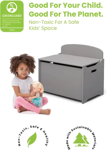 Vista 3 de Delta Children MySize Deluxe - Caja de juguetes, color gris