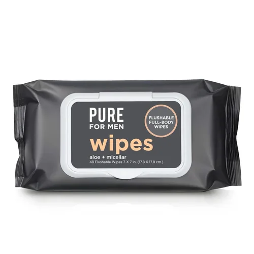 Vista 10 de Pure for Men Toallitas desechables Ayuda a eliminar el olor, 100% biodegradables, sin parabenos ni alcohol Vitamina E, micelar y aloe vera