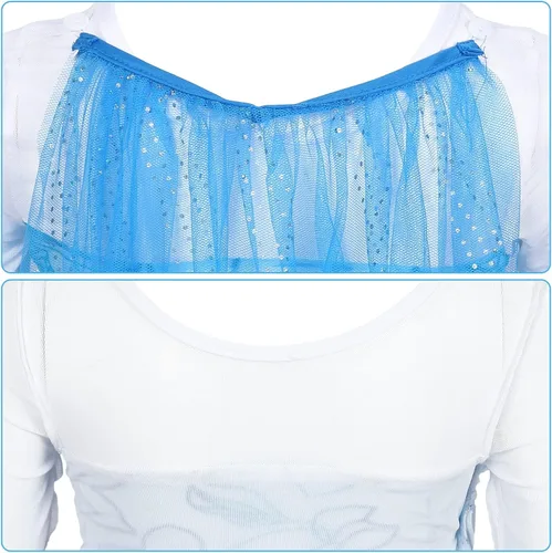 Vista 2 de Vestido de princesa prémium para niñas, conjunto completo de disfraces para fiestas, Halloween y cosplay, incluye bolso, corona, varita, trenza