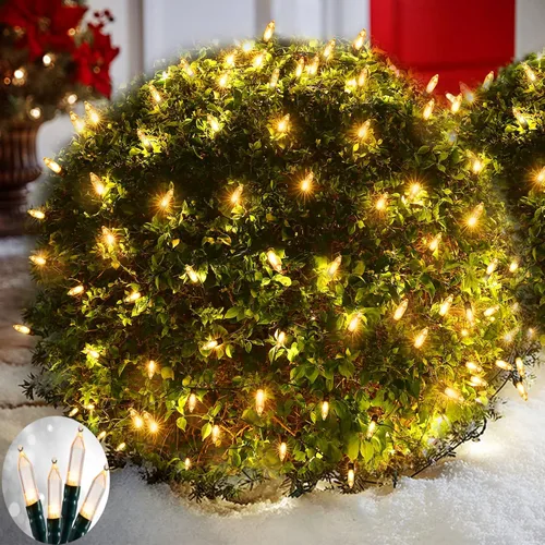 Vista 8 de Efunly Red de luces LED de Navidad para arbustos al aire libre, 100 LED de 5 x 5 pies, impermeable, 8 modos de luces de malla conectables