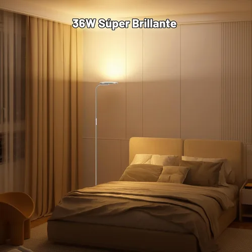 Vista 3 de SIBRILLE Lámpara de pie LED de 36 W, lámpara de pie súper brillante, moderna lámpara alta regulable con control remoto, lámpara de pie de lectura