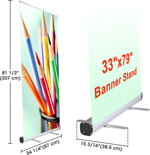 Vista 6 de Instahibit 33"x79" retráctil enrollable para arriba Banner Stand Pop Up Banner Feria comercial