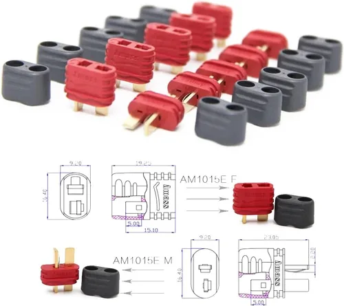 Vista 4 de Amass - 10 pares de conectores en T actualizados de la funda Deans Conector Deans Plug para piezas RC (10 pares de enchufe en T)