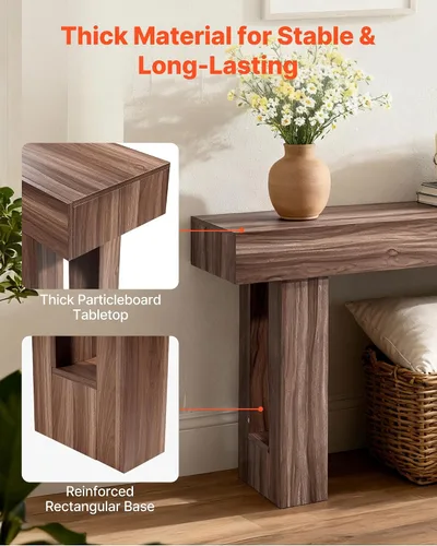 Vista 6 de VEVOR Mesa de consola, mesa de entrada de 63 pulgadas, mesa rectangular de madera, mesa de sofá estrecha detrás del sofá, mesas de consola