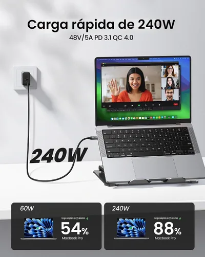 Vista 5 de Silkland Cable de datos USB C de 20 Gbps, corto de 1 pie USB3.2 Gen 2x2 de transferencia de datos de alta velocidad, cable de monitor [5K/4K 60Hz]