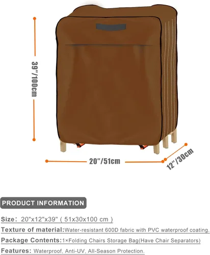 Vista 2 de Bolsa de almacenamiento de poliéster impermeable para sillas plegables de plástico, resina y madera, tela Oxford, bolsa de almacenamiento, tiene