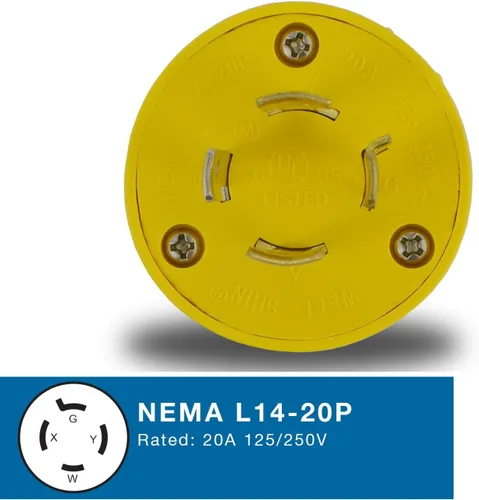 Vista 2 de Adaptador de bloqueo Conntek para generador RV, L14-20P, 20 amperes, 125 a 250 voltios, conector hembra