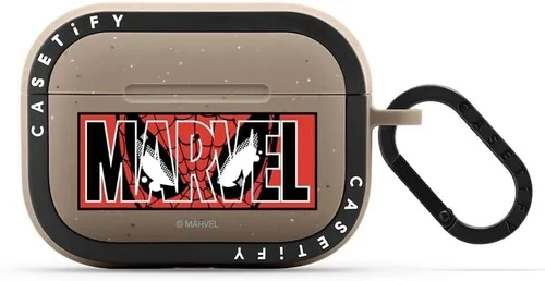 Vista 5 de CASETiFY Bounce Airpods Pro 1/2 - Funda con anillo [Marvel Colab] - Logotipo de Marvel - Carbón mate