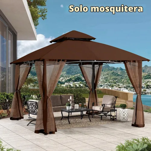 Vista 7 de MASTERCANOPY Carpa de patio con mosquitera, paredes de pantalla (10x10, Café)