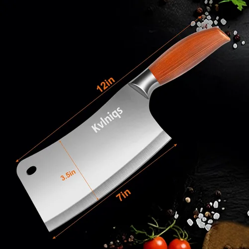 Vista 5 de Cuchillo de carnicero de 7 pulgadas, cuchilla para carne, cortador de huesos resistente, cuchillo de chef de cocina multiusos para cortar huesos