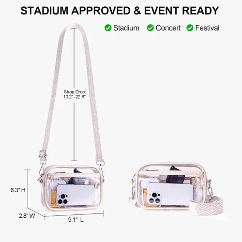 Vista 5 de Frevaou Clear Bag for Stadium Events Crossbody Bags for Women Transparent Purse for Concerts, Games, Festivals