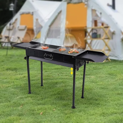 Vista 4 de Parrilla plegable de carbón portátil, barbacoa de camping de 165 libras