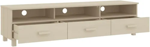 Vista 5 de Consola de TV, gabinete multimedia, centro de entretenimiento, consola de TV, gabinete de TV HAMAR color marrón miel, 62.2 x 15.7 x 15.7 pulgadas