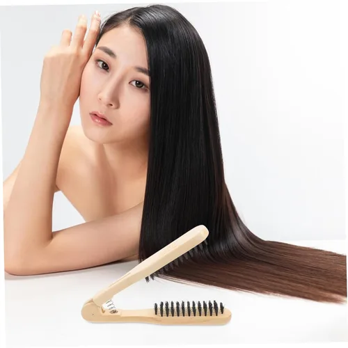 Vista 9 de Healifty Madera de doble cara antiestático enderezar el cabello y peinar cepillo/herramienta de peine (marrón)