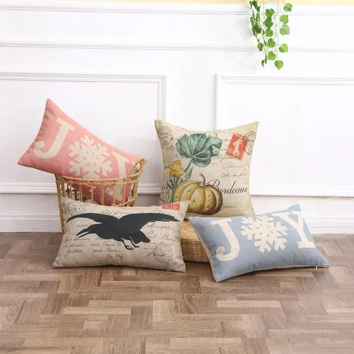 Vista 3 de TRENDIN Funda de almohada de cuervo de 12 x 20 pulgadas para sofá, decoración de Halloween, funda de cojín lumbar de lino, decoración para el hogar
