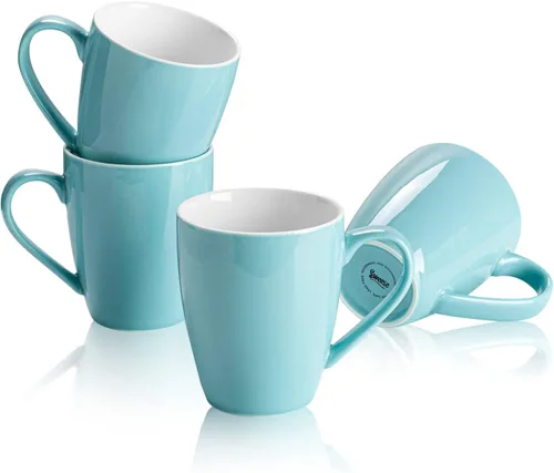 Vista 18 de Sweese Tazas de café de porcelana – 16 onzas (arriba al borde) para café, latte, té, cacao, juego de 4, negro