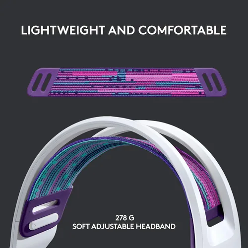 Vista 2 de Logitech - Auriculares inalámbricos G733 Lightspeed para juegos, con diadema de suspensión, LIGHTSYNC RGB, tecnología de micrófono Blue VO!CE