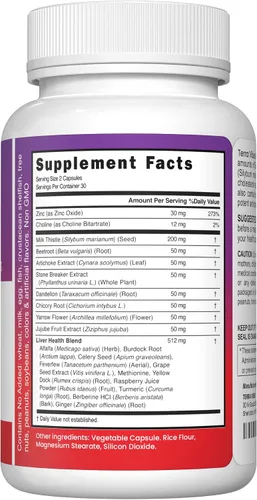 Vista 2 de Liver Cleanse Detox - Suplemento hepático de cardo mariano de 1000 mg de alta potencia con 22 ingredientes, desintoxicante natural y regenerador