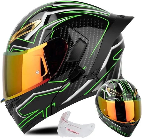 Vista 9 de Casco de cara completa abatible para motocicleta con doble visera solar, aprobado por ECE/DOT, casco de motocross para scooter, turismo, bicicleta