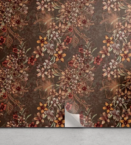 Vista 36 de Ambesonne Papel tapiz despegable y adhesivo con patrón de esquí para el hogar, personas esquiando en colores pastel continuos en la pista, árboles